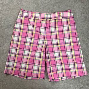 Vintage Lilly Pulitzer Womens Size 8 Plaid Walking Shorts Pink Plaid Stretch